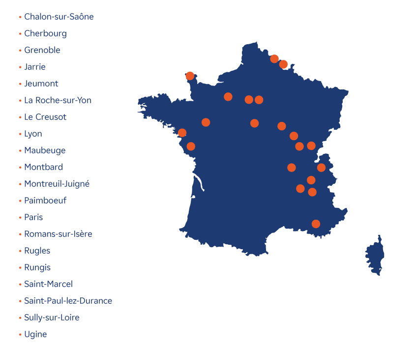 Carte de France Framatome Defense