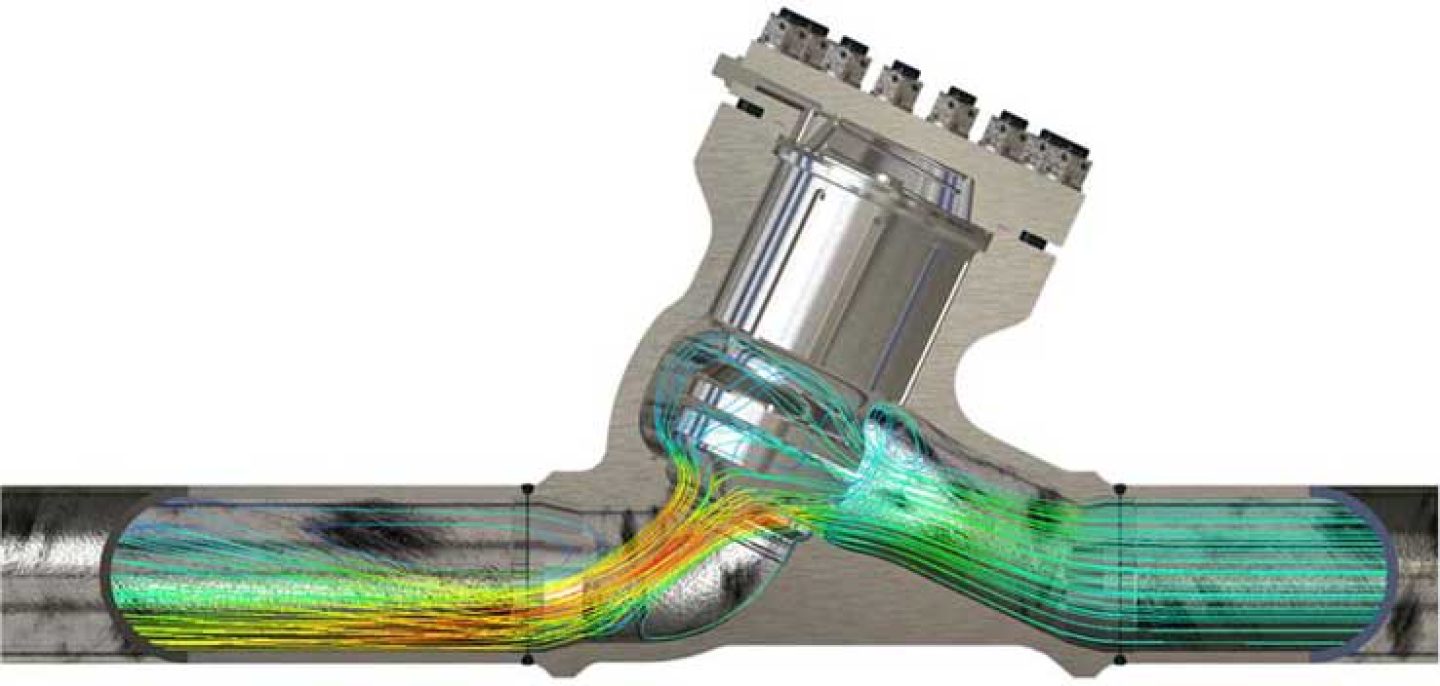 Simulation d'écoulement fluide sur un clapet ‘ARE’ amortis d'alimentation en eau principale